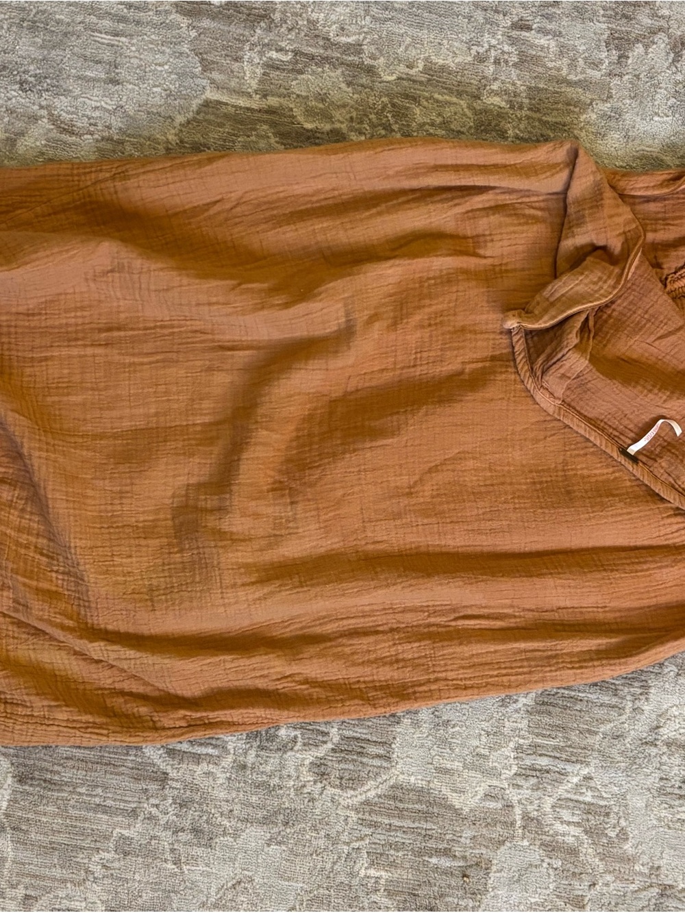 Free People Burnt Orange Textured Midi Skirt with Drawstring Detail - Picture 5 of 6